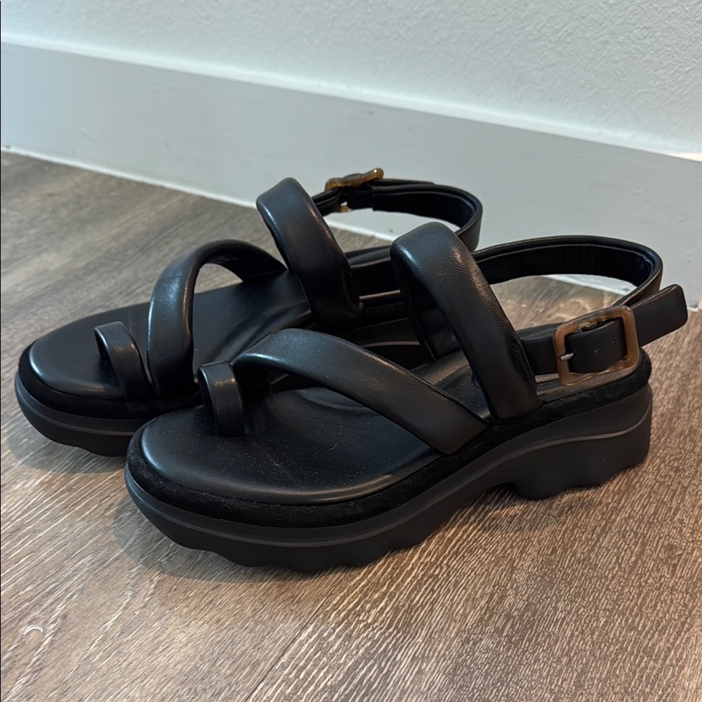 Vince Black Platform Sandals with Criss-Cross Straps